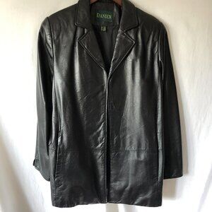 Danier Vintage Open Front Black Leather Jacket